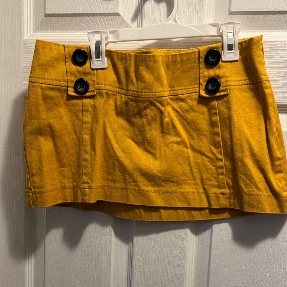 Xhilaration Yellow Mini Skirt with Button Accents